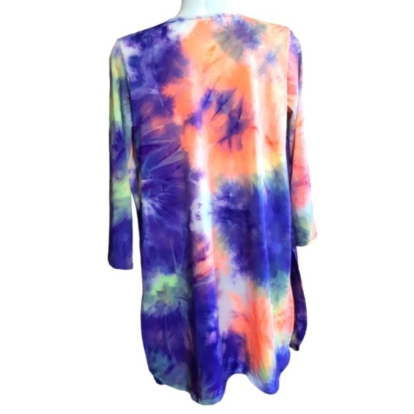 Heimish rounded hem side slit ti-dye tunic open front cardigan medium - Picture 5 of 7